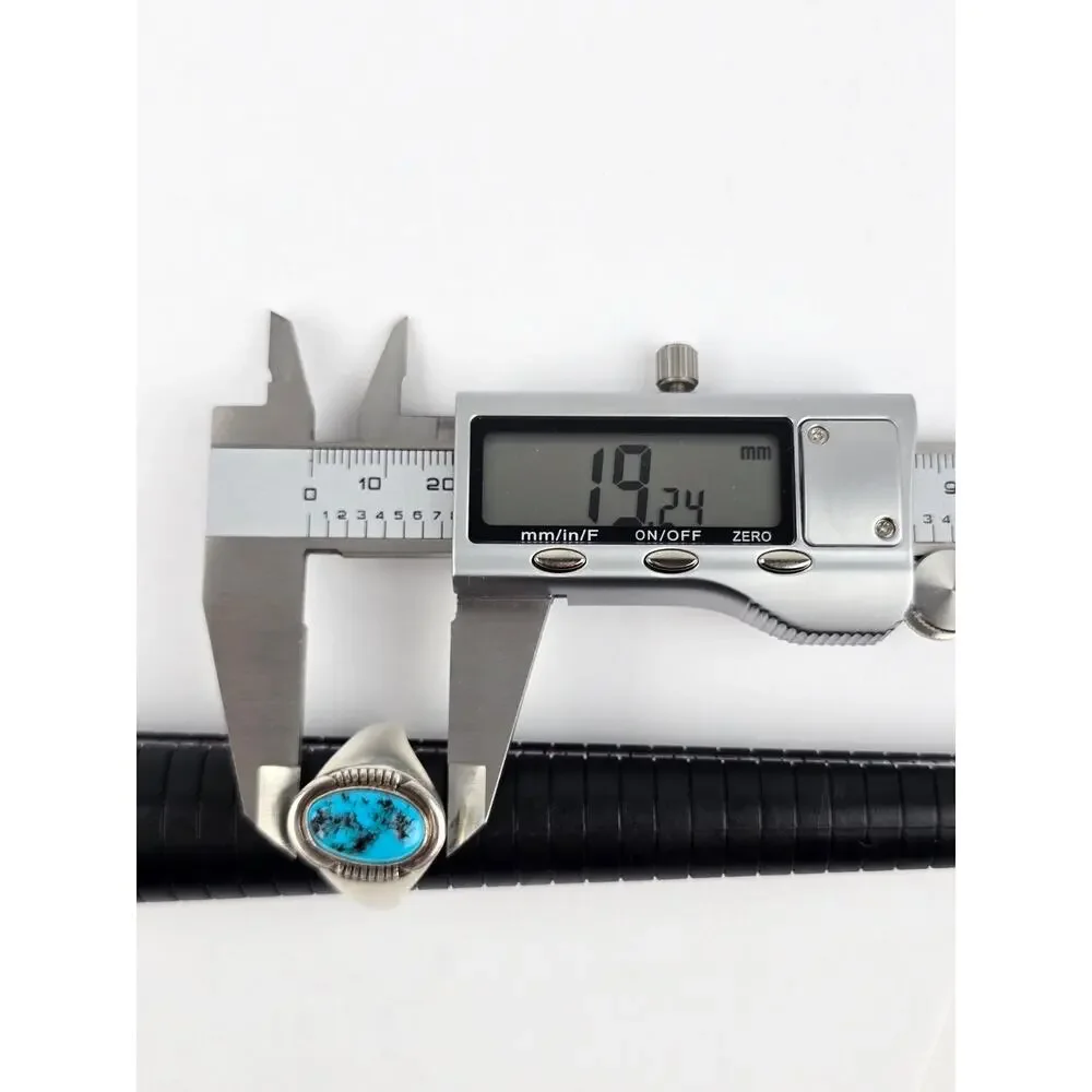 Abel Toledo Navajo Men's 11.5 Turquoise Sterling Silver Ring Oval stone AT